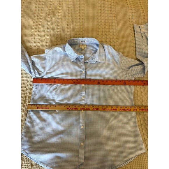 St John’s Bay Womans Button Down Blouse  Size XL Blue White Checked Cotton Top - Picture 9 of 11